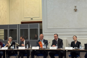 Panellists at a training course on improved interagency co-operation for effective financial investigations, Skopje, 22 January 2024. (OSCE)