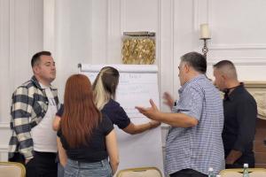 Border officers, counter-terrorism officers and Albanian State Police representatives during a training course on behavioural analysis, interviewing techniques, and crisis management, Tirana, 25-29 September 2023. (OSCE/Katerina Koci)