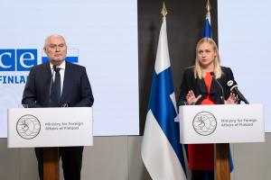 Press Conference: 2025 OSCE Chairperson-in-Office, Minister for Foreign Affairs of Finland, Elina Valtonen, and OSCE Secretary General Feridun H. Sinirlioğlu. Helsinki, 16 January 2025 (OSCE)