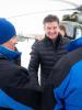 Miroslav Lajčák, OSCE Chairperson-in-Office and Minister of Foreign and European Affairs of Slovakia, greets monitors from the OSCE Special Monitoring Mission to Ukraine on his way to visit the broken bridge at the entry-exit point in Stanica Luhanska, 16 January 2019.

   (OSCE/Tomas Bokor)