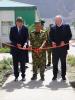 (l-r) Ambassador Raimundas Karoblis, Head of the EU Delegation to Tajikistan, General-Major Dilshod Toirzoda, Deputy Commander of the Tajik Border Troops and Ambassador Willy Kempel, Head of the OSCE Programme Office in Dushanbe during the official opening ceremony of five pre-fabricated containers at Rushan Border Detachment in the Gorno-Badakhshan Autonomous Region, 20 August 2024.  (OSCE/Zhasmin Sattorova)