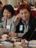 (L-r) Alovsat Aliyev of the Azerbaijan Migration Centre, Aina Shormanbayeva of the International Legal Initiative in Kazakhstan and Ella Polyakova of the Organization of Soldiers’ Mothers of St Petersburg listen to Svetlana Gannushkina of the Russia-based Civic Assistance Committee at a meeting to establish an OSCE-wide network of legal practitioners to improve access to justice for trafficked persons. Warsaw, 3 April 2012. (OSCE/Shiv Sharma)