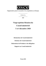 Final Document of the Twenty-Seventh Meeting of the Ministerial Council, Tirana, 3-4 December 2020 Final Document of the Twenty-Seventh Meeting of the Ministerial Council, Tirana, 3-4 December 2020