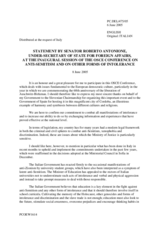 Statement by Senator Roberto Antonione, Under Secretary of State for Foreign Affairs, Italy Statement by Senator Roberto Antonione, Under Secretary of State for Foreign Affairs, Italy