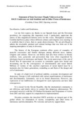 Statement of State Secretary of Slovakia, Magda Vasaryova Statement of State Secretary of Slovakia, Magda Vasaryova