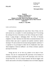 Remarks by Piotr A. Switalski, Undersecretary of State Ministry of Foreign Affairs of the Republic of Poland Remarks by Piotr A. Switalski, Undersecretary of State Ministry of Foreign Affairs of the Republic of Poland