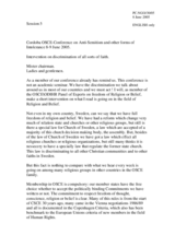 Intervention by Urban Gibson, OSCE/ODIHR Panel of Expert Intervention by Urban Gibson, OSCE/ODIHR Panel of Expert