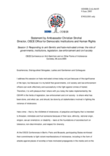 Statement by Ambassador Christian Strohal, Director, OSCE Office for Democratic Institutions and Human Rights Statement by Ambassador Christian Strohal, Director, OSCE Office for Democratic Institutions and Human Rights