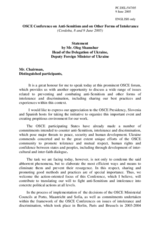 Statement by Oleg Shamshur, Head of the Delegation of Ukraine, Deputy Foreign Minister of Ukraine Statement by Oleg Shamshur, Head of the Delegation of Ukraine, Deputy Foreign Minister of Ukraine