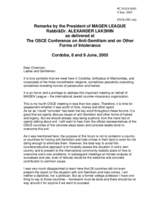 Remarks by the President of Magen League, Rabbi & Dr. Alexander Lakshin Remarks by the President of Magen League, Rabbi & Dr. Alexander Lakshin