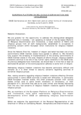 Intervention by Joanna Chellapermal, Christian Solidarity Worldwide (CSW) EU Office, "European Platform on Religious Discrimination and Intolerance" Intervention by Joanna Chellapermal, Christian Solidarity Worldwide (CSW) EU Office, "European Platform on Religious Discrimination and Intolerance"