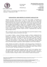 Contribution by the Christian Solidarity Worldwide, "Kazakhstan - New Restrictive Draft Legislation" Contribution by the Christian Solidarity Worldwide, "Kazakhstan - New Restrictive Draft Legislation"