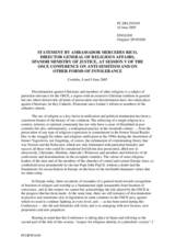 Statement by Amb. Mercedes Rico, Director General of Religious Affairs, Spanish Ministry of Justice Statement by Amb. Mercedes Rico, Director General of Religious Affairs, Spanish Ministry of Justice