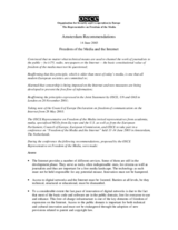 Amsterdam Recommendations on Freedom of the Media and the Internet Amsterdam Recommendations on Freedom of the Media and the Internet