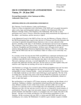 Opening speech by the Personal Representative of the CiO, Ambassador Daan Everts Opening speech by the Personal Representative of the CiO, Ambassador Daan Everts
