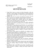 Remarks by Cristian Diaconescu, Secretary of State, Ministry of Foreign Affairs of Romania Remarks by Cristian Diaconescu, Secretary of State, Ministry of Foreign Affairs of Romania