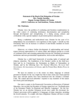 Statement by Mrs. Natalia Zarudna, Deputy Foreign Minister of Ukraine, Head of the Ukraine Delegation Statement by Mrs. Natalia Zarudna, Deputy Foreign Minister of Ukraine, Head of the Ukraine Delegation