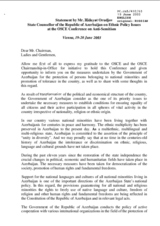 Statement by Mr. Hidayat Orudjov, State Counsellor of the Republic of Azerbaijan on ethnic policy issues Statement by Mr. Hidayat Orudjov, State Counsellor of the Republic of Azerbaijan on ethnic policy issues