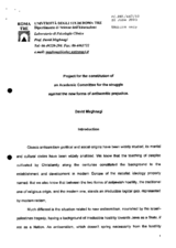 Statement by the Project for the constitution of an Academic Committee for the struggle against the new forms of anti-semitic prejudice Statement by the Project for the constitution of an Academic Committee for the struggle against the new forms of anti-semitic prejudice