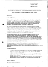 Statement on Behalf of the Tolerance Foundation Statement on Behalf of the Tolerance Foundation