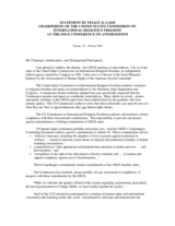 Statement by Felice Gaer, Chairperson of the US Commission on International Religious Freedom Statement by Felice Gaer, Chairperson of the US Commission on International Religious Freedom
