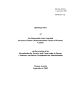 Keynote speech by Jean Augustine, Secretary of State for Multiculturalism and Status of Women, Canada Keynote speech by Jean Augustine, Secretary of State for Multiculturalism and Status of Women, Canada