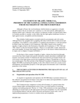 Statement by Joel Thoraval, President of the National Consultative Commission for Human Rights of the French Republic, session 1 Statement by Joel Thoraval, President of the National Consultative Commission for Human Rights of the French Republic, session 1