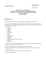 Statement by Mr. Christian JURA, President of the National Council for Combating Discrimination, Romania Statement by Mr. Christian JURA, President of the National Council for Combating Discrimination, Romania