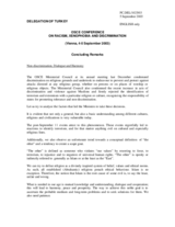 Remarks and recommendations by the delegation of Turkey, closing session Remarks and recommendations by the delegation of Turkey, closing session