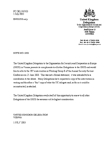 Statement by the United Kingdom Delegation, working group B Statement by the United Kingdom Delegation, working group B