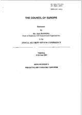 Statement by Mr. Jack Hanning, Council of Europe, working group A Statement by Mr. Jack Hanning, Council of Europe, working group A