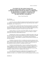 Statement by Arman Baisuanov, Head of the International Security section of the Department of Multilateral Co-operation of the Ministry of Foreign Affairs of the Republic of Kazakhstan Statement by Arman Baisuanov, Head of the International Security section of the Department of Multilateral Co-operation of the Ministry of Foreign Affairs of the Republic of Kazakhstan