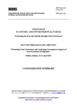 Consolidated Summary of the 2nd Preparatory Meeting of the 20th OSCE Economic and Environmental Forum Consolidated Summary of the 2nd Preparatory Meeting of the 20th OSCE Economic and Environmental Forum