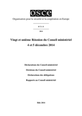 Final Document of the Twenty-First Meeting of the Ministerial Council, Basel, 4-5 December 2014 (fr) Final Document of the Twenty-First Meeting of the Ministerial Council, Basel, 4-5 December 2014 (fr)